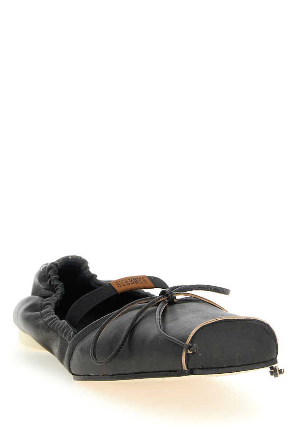 MM6 Maison Margiela Square Toe Ballet Flats - Black