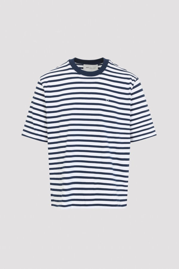 Ami Alexandre Mattiussi Mariniere Boxy Fit T-Shirt - Encre Blanc