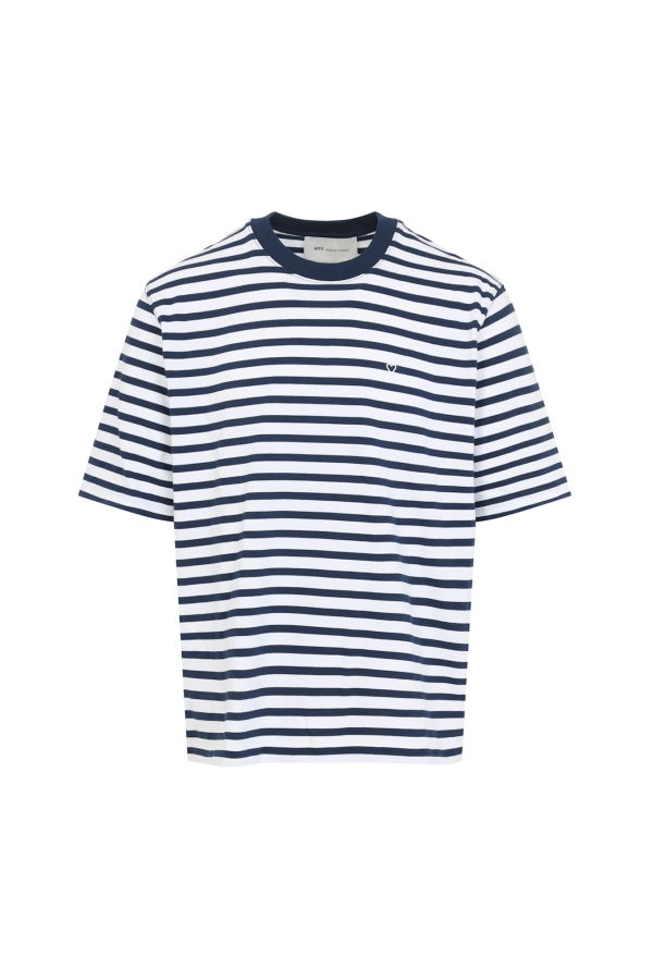 Ami Alexandre Mattiussi Mariniere Boxy Fit T-Shirt - Encre Blanc