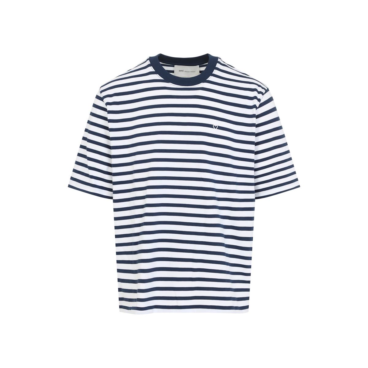 Ami Alexandre Mattiussi Mariniere Boxy Fit T-Shirt - Encre Blanc - Image 2 of 5