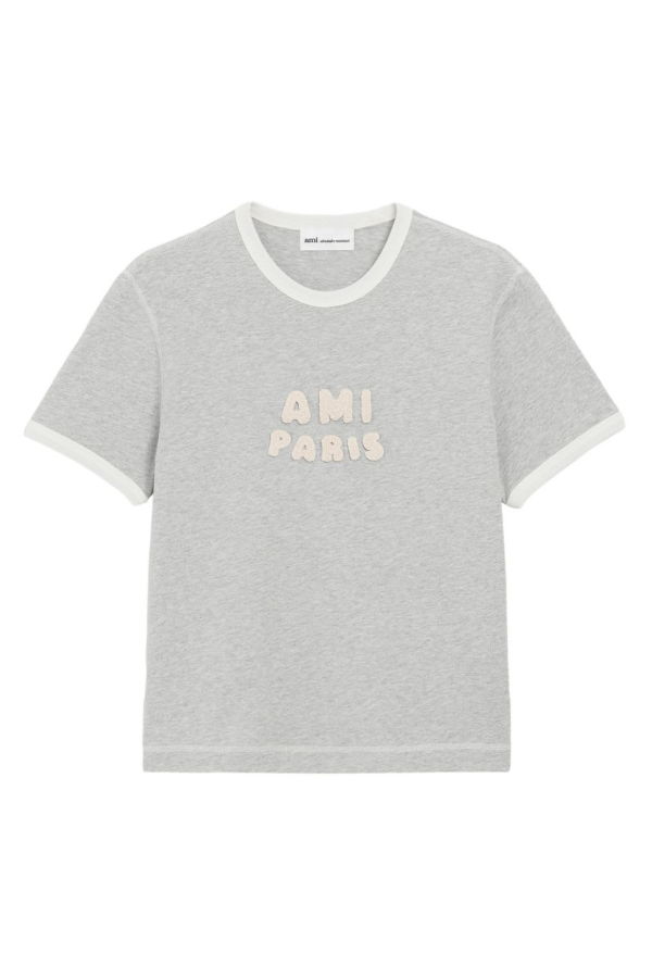 Ami Alexandre Mattiussi Logo Cotton T-Shirt - Gray