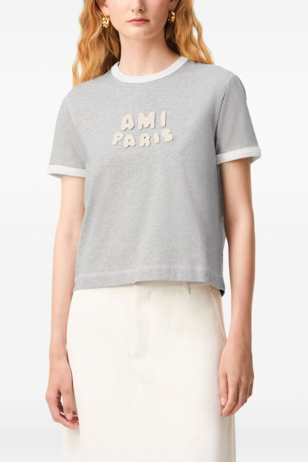 Ami Alexandre Mattiussi Logo Cotton T-Shirt - Gray