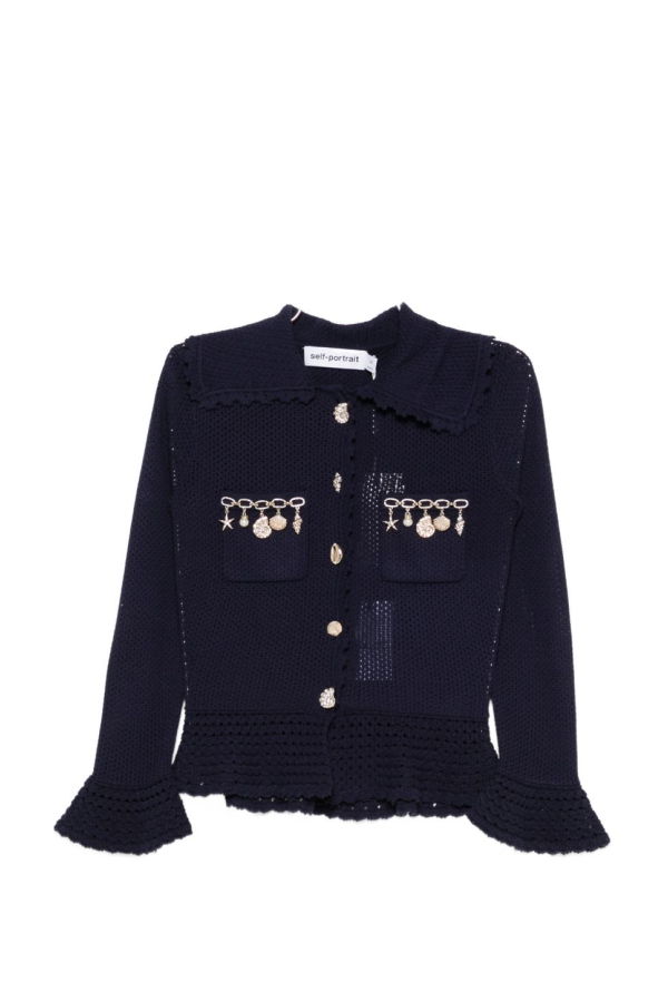 Self-Portrait Peplum Cardigan - Blue