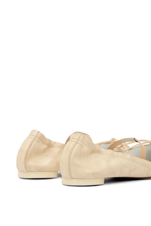 MM6 Maison Margiela Leather Ballet Flats - Beige