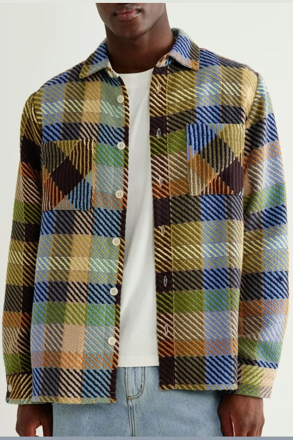 Wax London Whiting Overshirt - Khaki Multi Pike Check