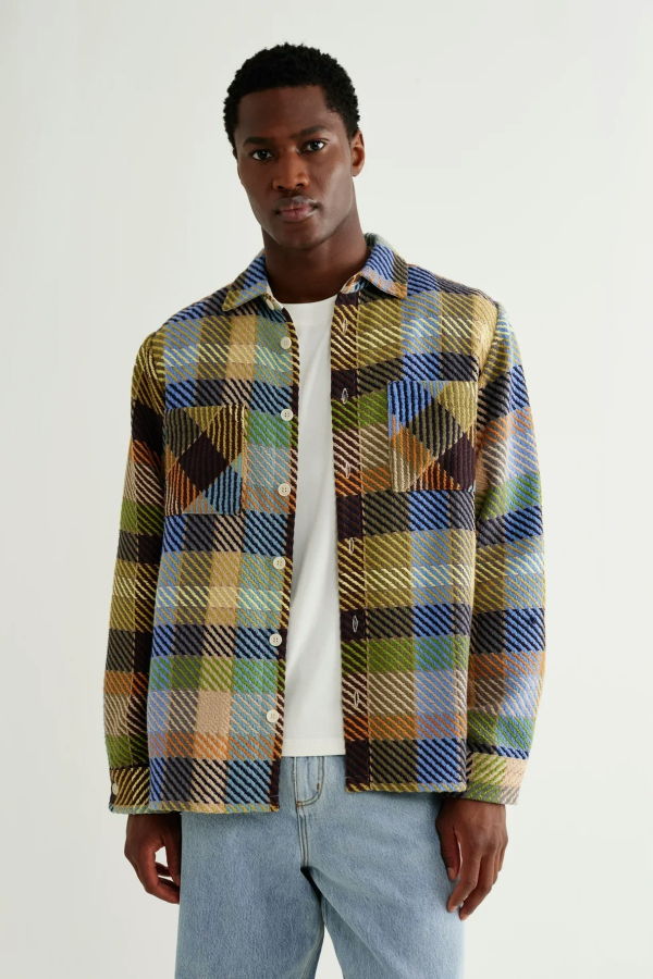 Wax London Whiting Overshirt - Khaki Multi Pike Check