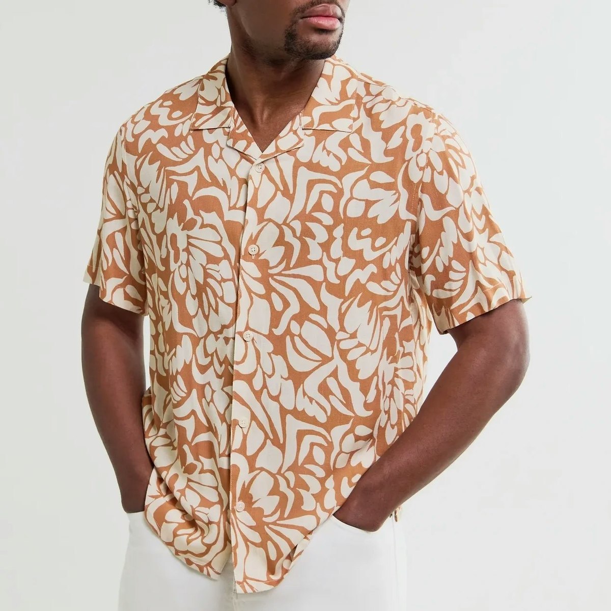 Wax London Didcot Shirt Tan Beige Floral - Image 1 of 9