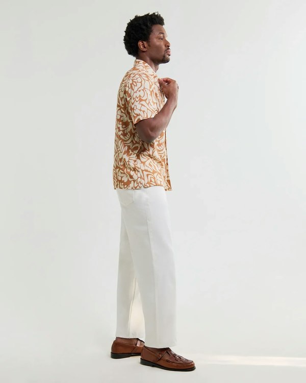 Wax London Didcot Shirt Tan Beige Floral