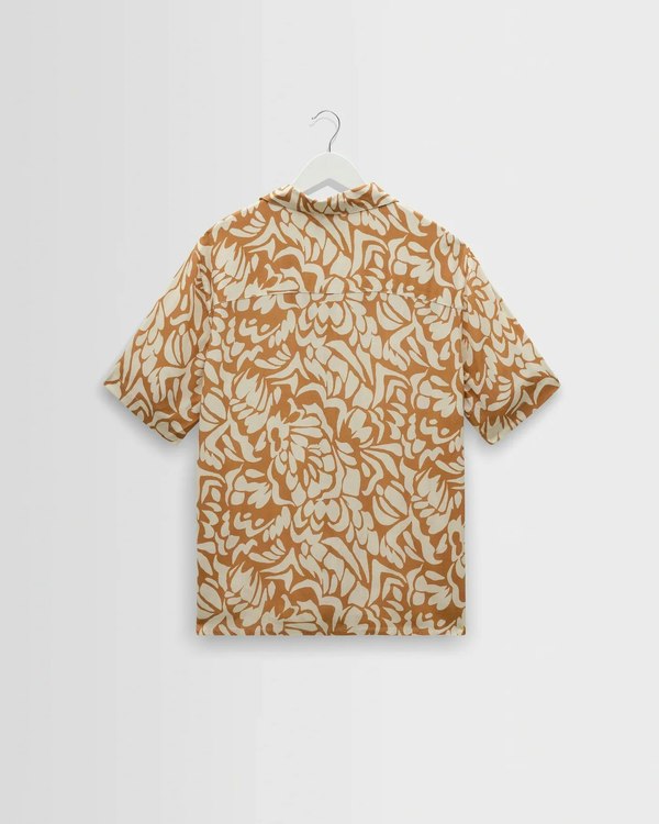Wax London Didcot Shirt Tan Beige Floral