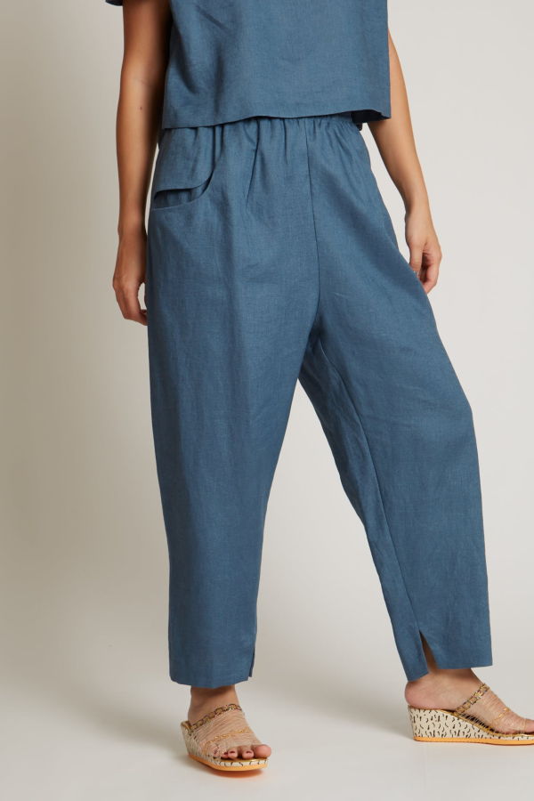 KAAREM Ease Tapered Linen Pocket Pant (Unisex) - Slate Blue