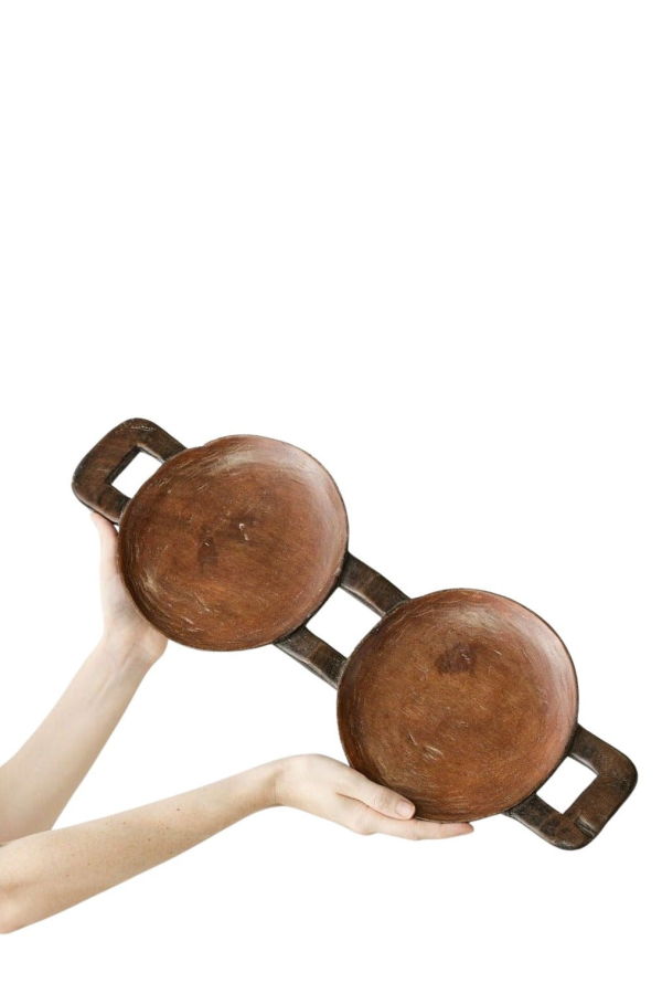 Kanju Interiors Bamenda Duo Circular Wooden Serving Tray