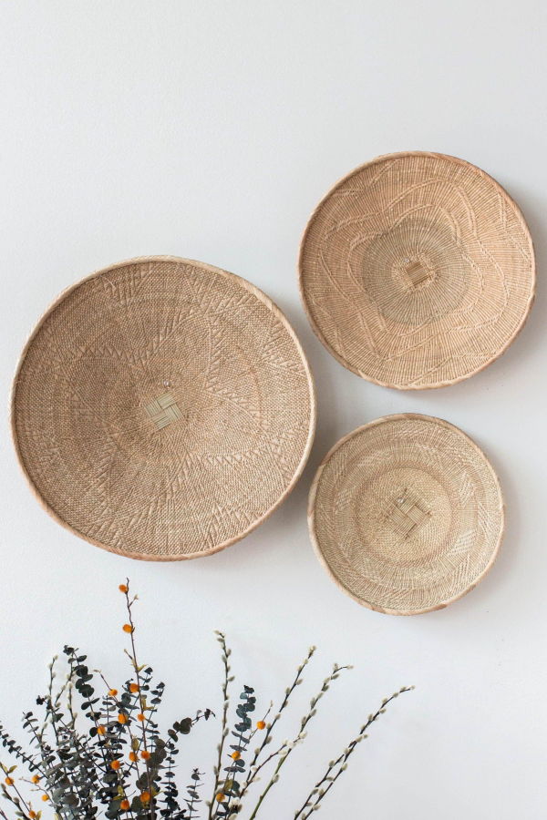 Kanju Interiors Binga Blonde Natural Woven Wall Basket