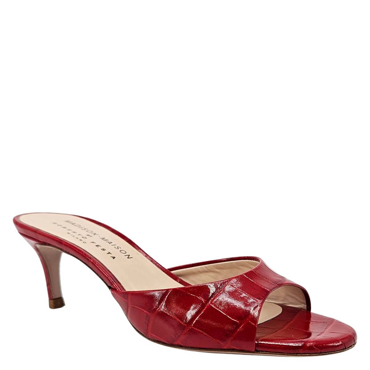 Madison Maison Lexis Moc Croc Heel Sandal - Red - Image 2 of 4