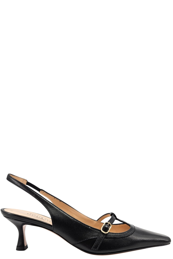 Madison Maison Penny Black Kitten Heel Slingback Shoes - Black
