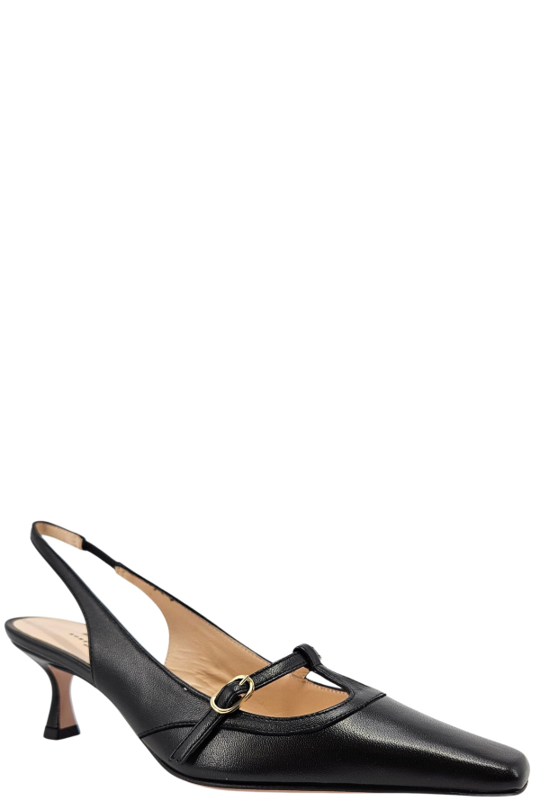Madison Maison Penny Black Kitten Heel Slingback Shoes - Black