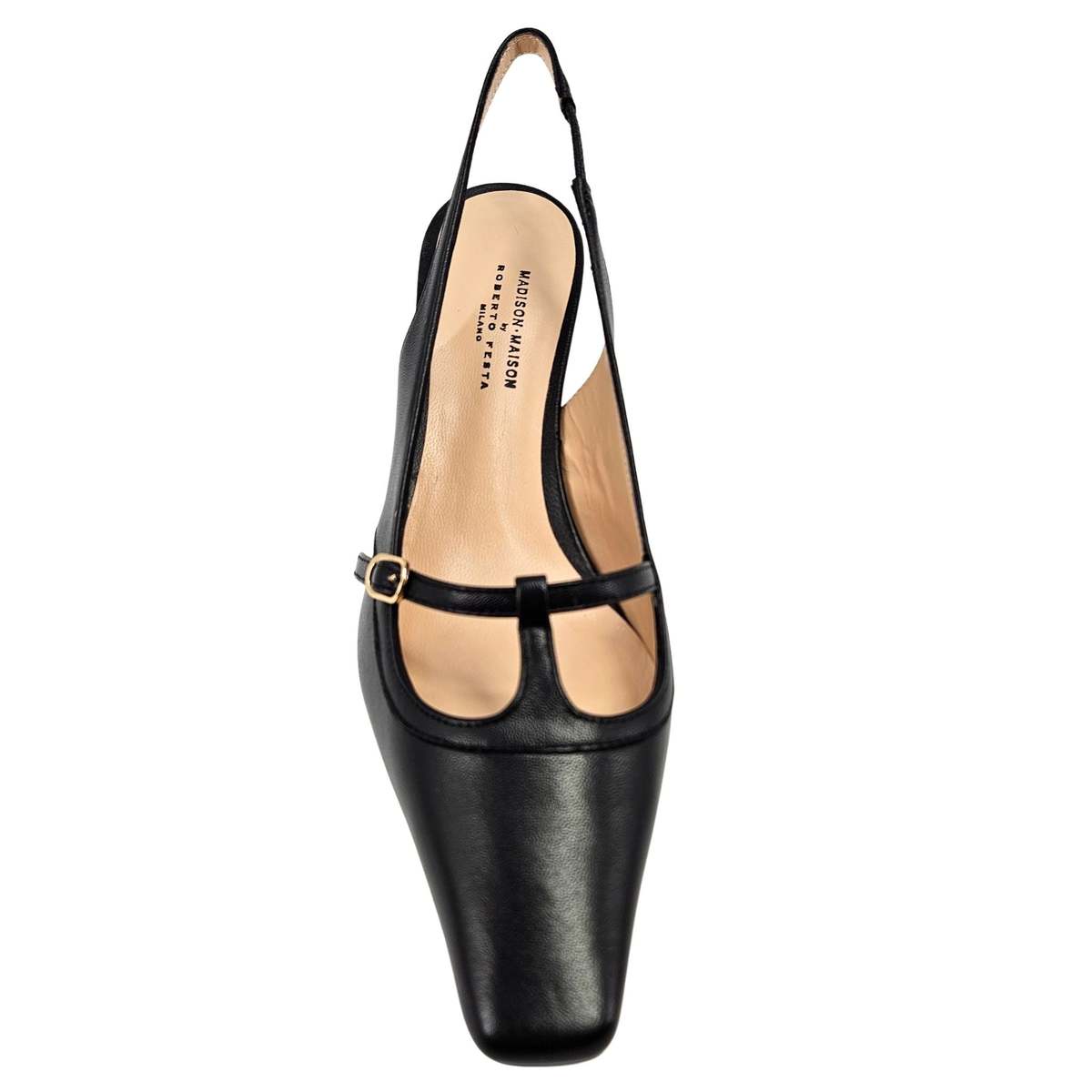 Madison Maison Penny Black Kitten Heel Slingback Shoes - Black - Image 4 of 4