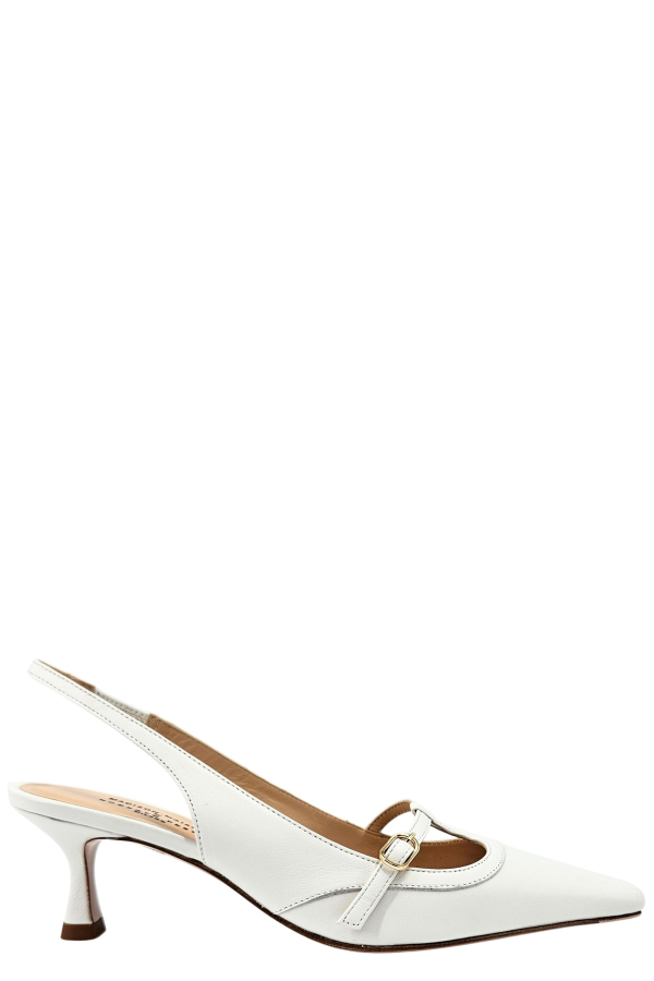 Madison Maison Penny White Kitten Heel Slingback Heels
