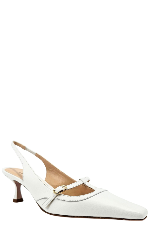 Madison Maison Penny White Kitten Heel Slingback Heels