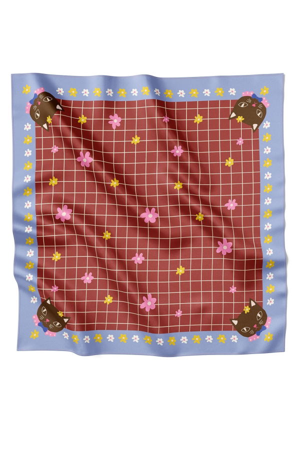 Centinelle Chat au Chocolat Silk Medium Square Scarf