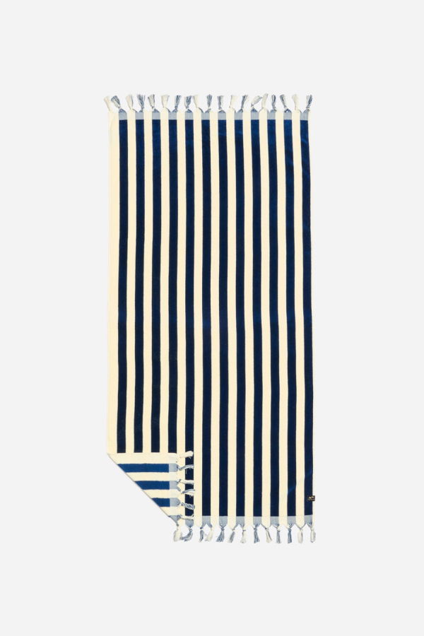 Slowtide Cabana Fringe Premium Woven Towel - Deep Pool