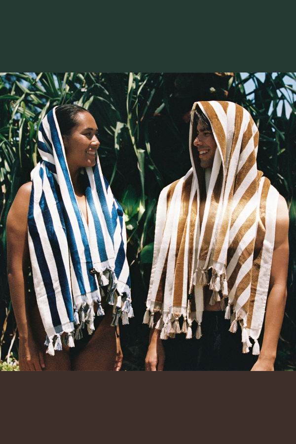 Slowtide Cabana Fringe Premium Woven Towel - Deep Pool