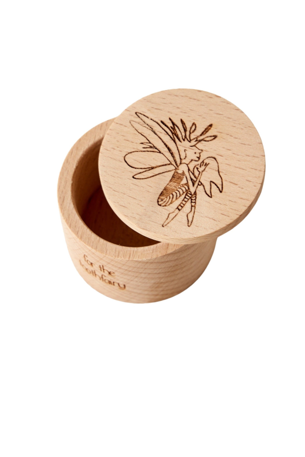 Kanju Interiors Etched Wooden Tooth Fairy Pot