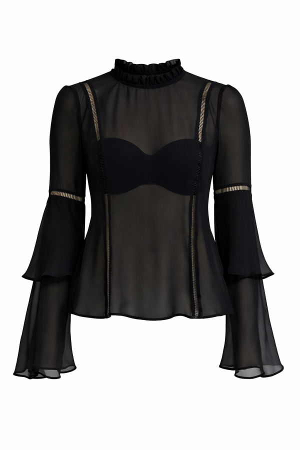 NICHOLAS Georgette Layer Sleeve Top - black