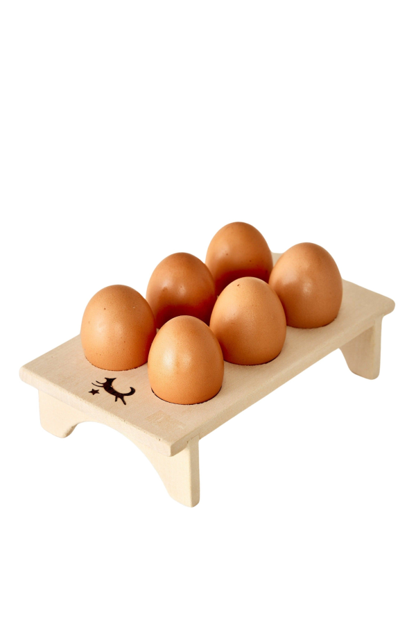 Kanju Interiors Hand-Carved Wooden Fridge Egg Tray
