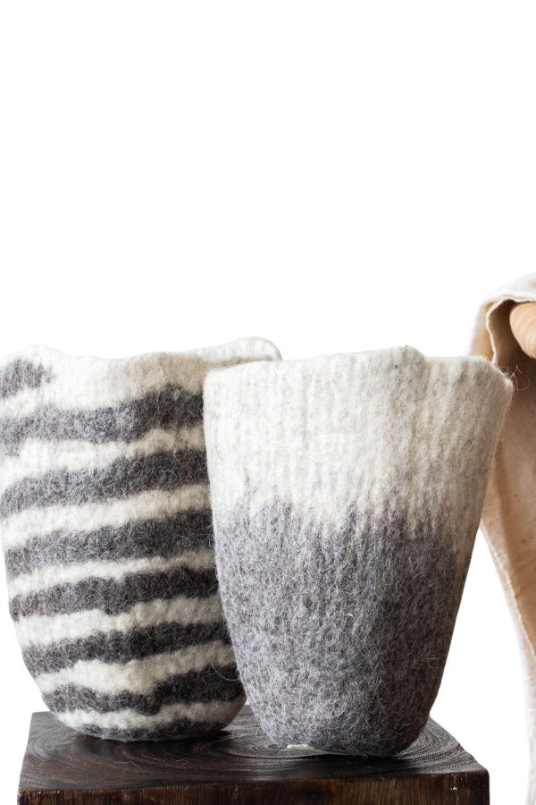 Kanju Interiors Hand-Felted Woven Wool Table Vase