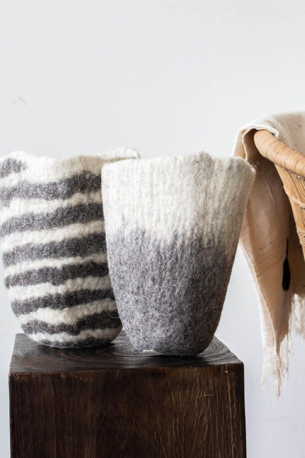 Kanju Interiors Hand-Felted Woven Wool Table Vase