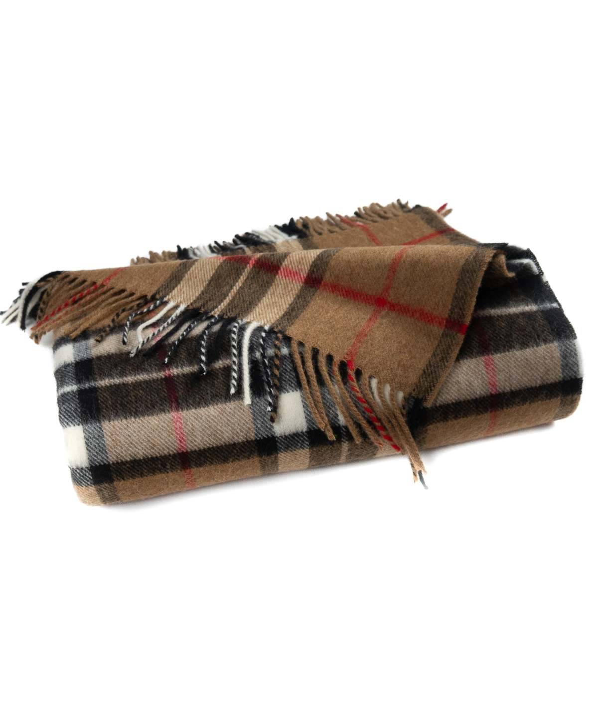 Prince of Scots Highland Tartan Tweed Merino Wool Throw - Camel Thompson - Image 1 of 6