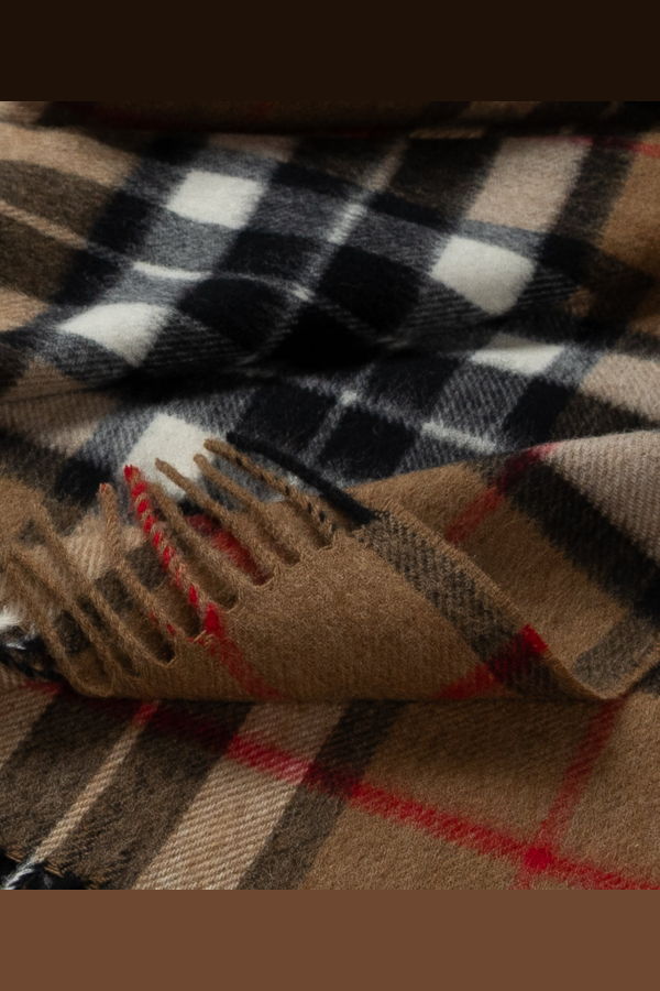 Prince of Scots Highland Tartan Tweed Merino Wool Throw - Camel Thompson