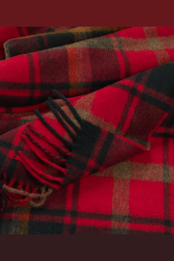 Prince of Scots Highland Tartan Tweed Merino Wool Throw - Dark Maple