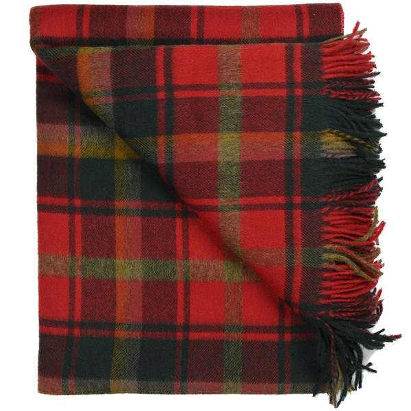 Prince of Scots Highland Tartan Tweed Merino Wool Throw - Dark Maple