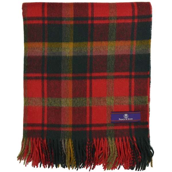 Prince of Scots Highland Tartan Tweed Merino Wool Throw - Dark Maple