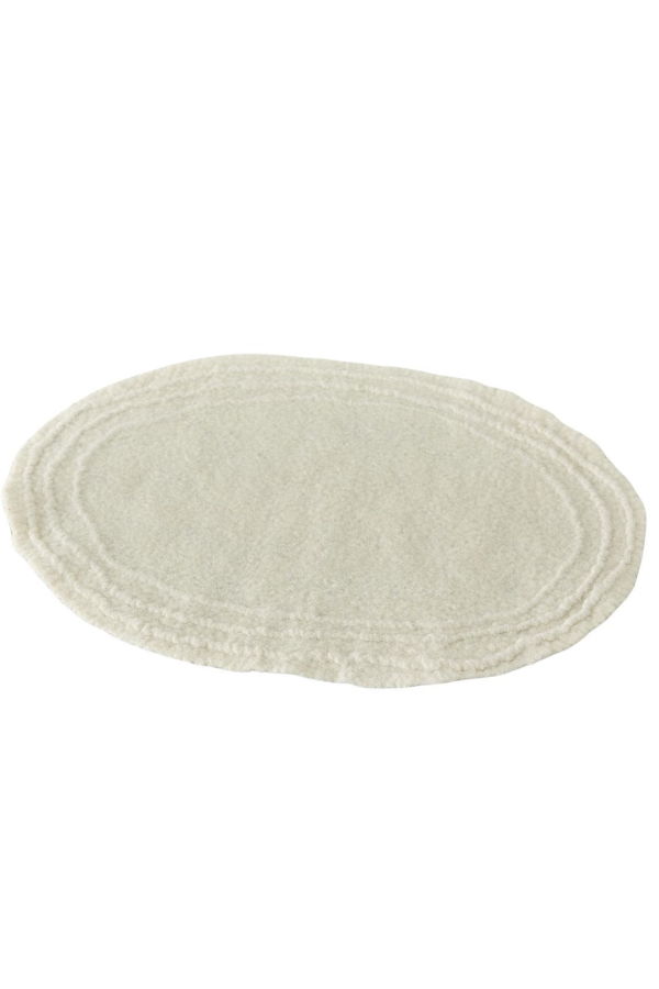 Kanju Interiors Ivory White Merino Wool Oval Placemat