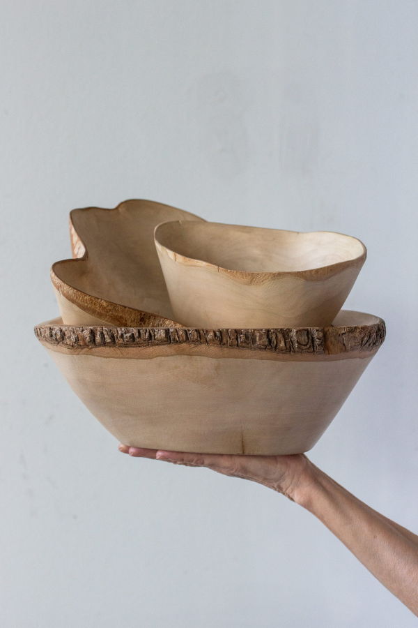 Kanju Interiors Jacaranda Hand-carved Wood Trinket Bowl