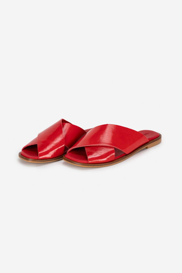 Bobo Choses Patent-Leather Cross Sandals - Red