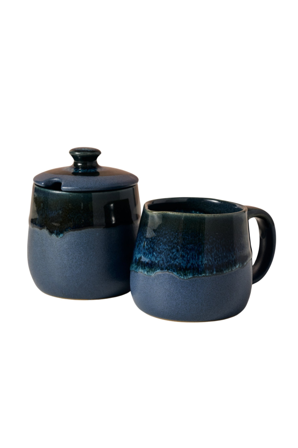 Ten Thousand Villages Jhapa Drip Glaze Cream & Sugar Set