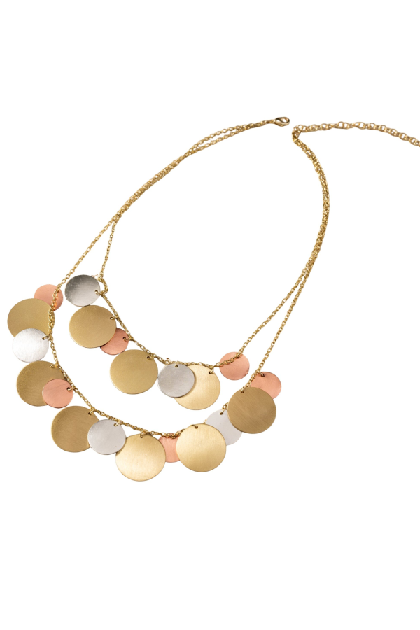 Ten Thousand Villages Jharana Layered Disc Necklace