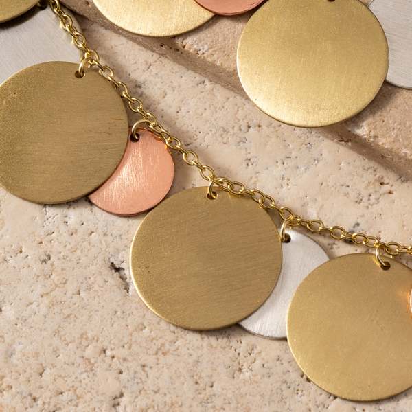 Ten Thousand Villages Jharana Layered Disc Necklace