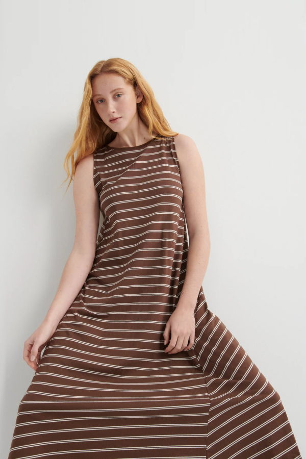 Kowtow Tank Swing Dress - Brown Stripe