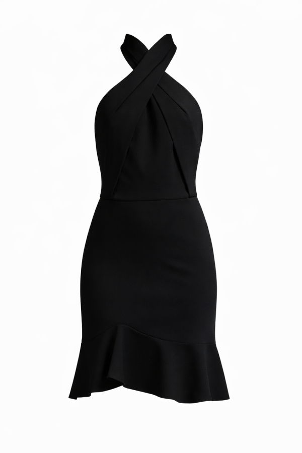 NICHOLAS Ponti Asymmetric Ruffle Dress - Black