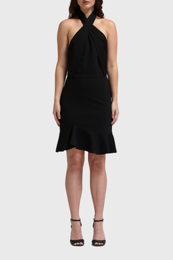 NICHOLAS Ponti Asymmetric Ruffle Dress - Black