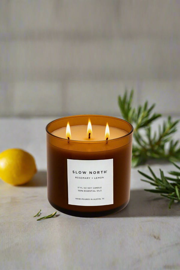 Slow North Rosemary + Lemon Signature 3-Wick Candle