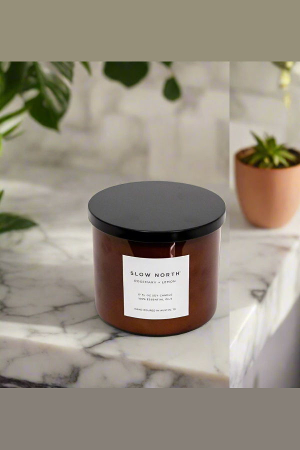 Slow North Rosemary + Lemon Signature 3-Wick Candle