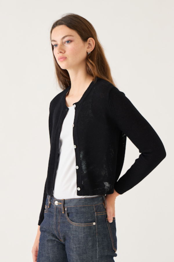 demylee Josie Cotton Linen Cardigan - Black