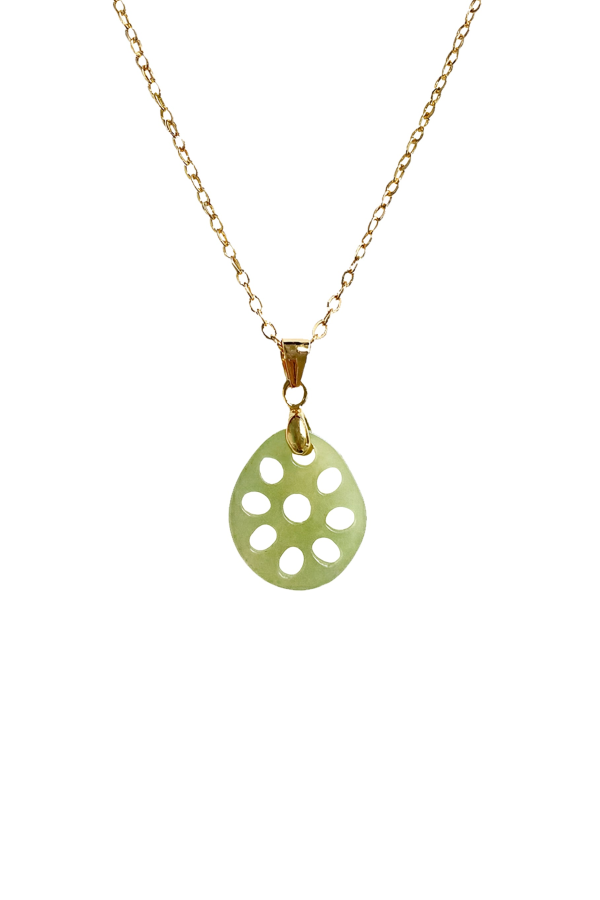 seree Lotus root jade pendant necklace - Tinted/Off white/Green