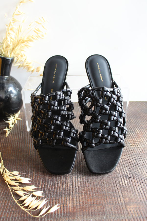 Liviana Conti Woven Mule Heels - Black