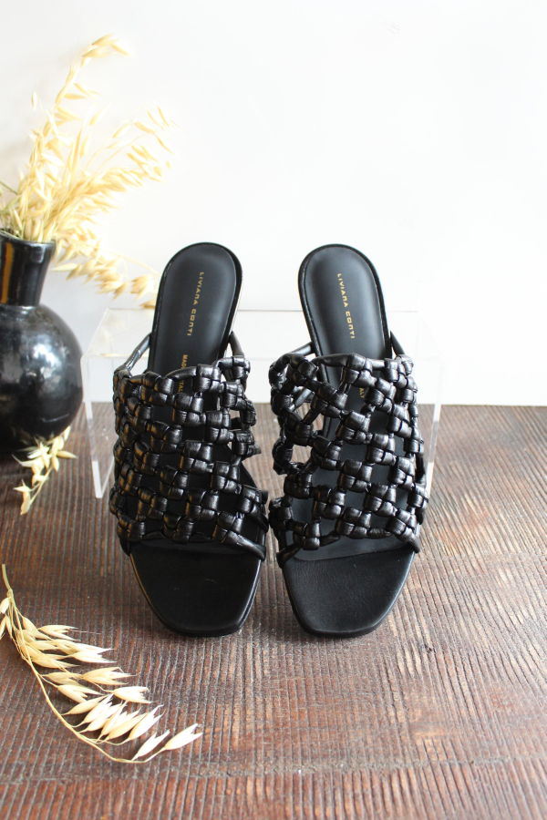 Liviana Conti Woven Mule Heels - Black